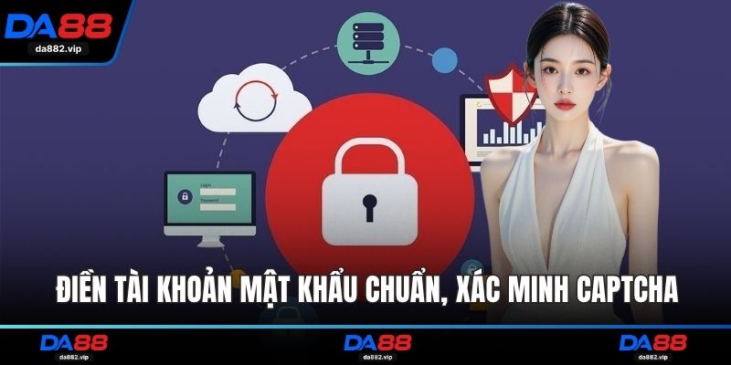 Điền tài khoản mật khẩu chuẩn, xác minh CAPTCHA